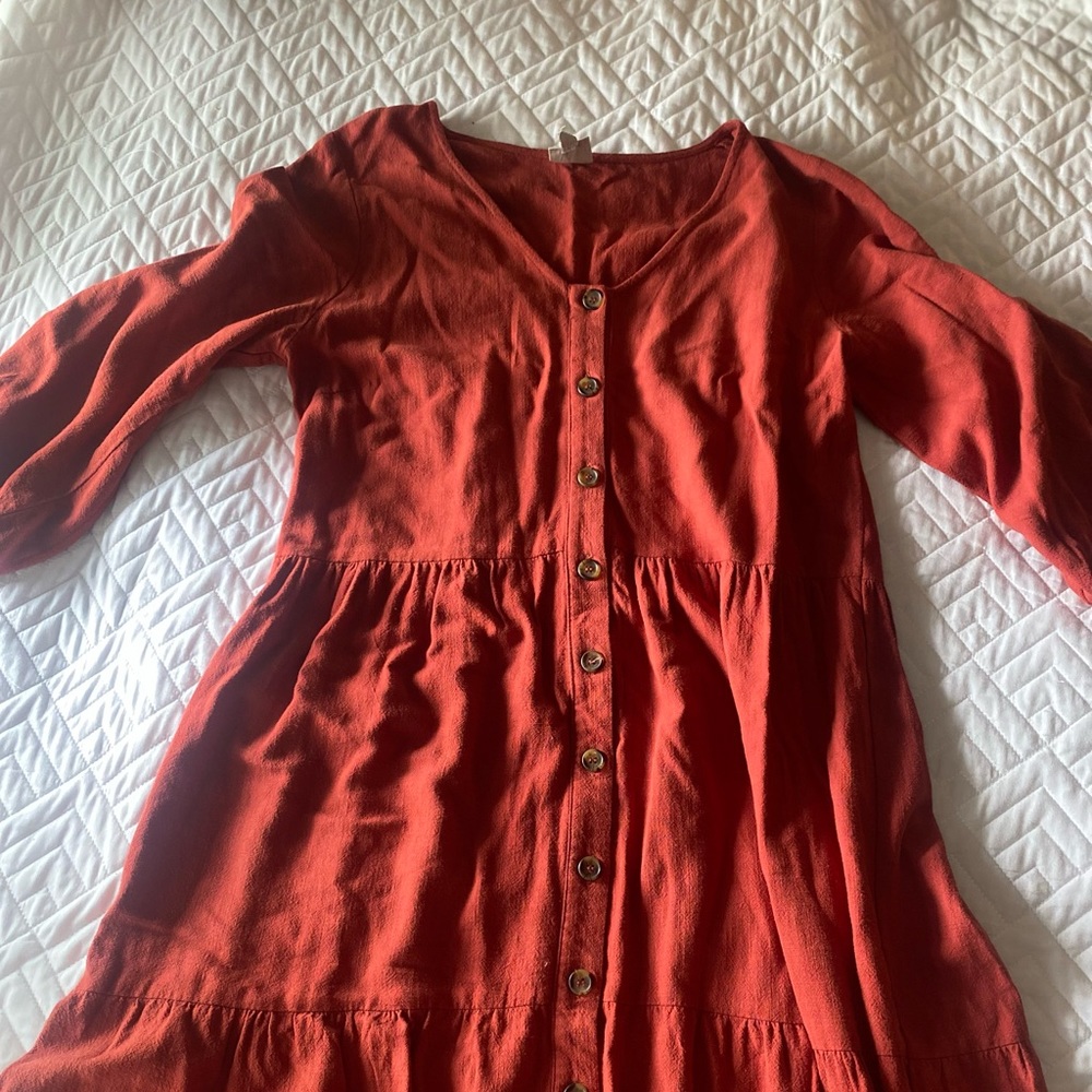 Boutique red button-up dress